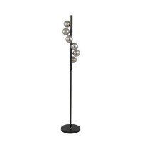 Black & Smoked Glass Orb Floor Lamp - Blair