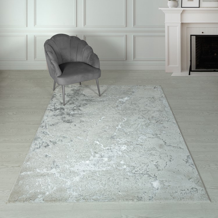 Silver Rug with Marble Effect - 170 x 120 cm - Aurora