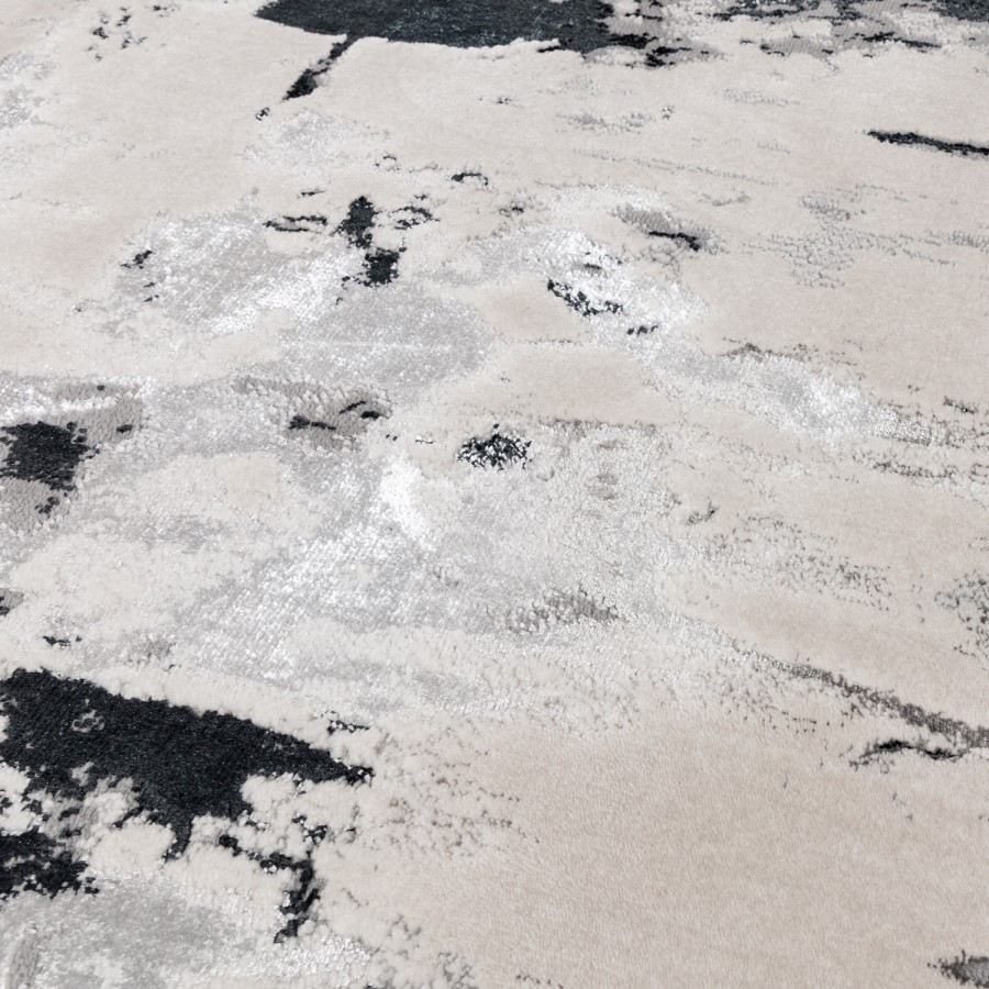 Black & Grey Rug with Marble Effect - 170 x 120 cm - Aurora