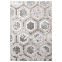 Silver Rug Rug with Hexagon Pattern - 120x170cm - Aurora
