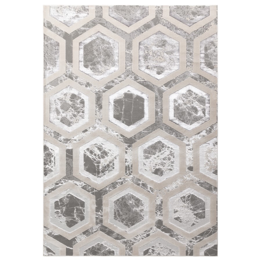 Silver Rug Rug with Hexagon Pattern - 120x170cm - Aurora