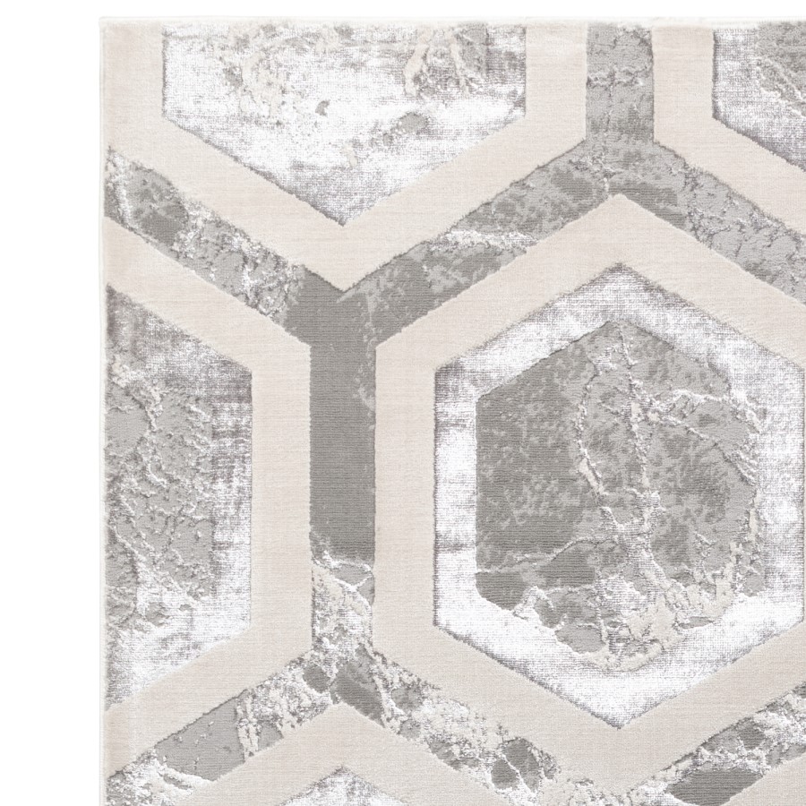 Silver Rug Rug with Hexagon Pattern - 120x170cm - Aurora
