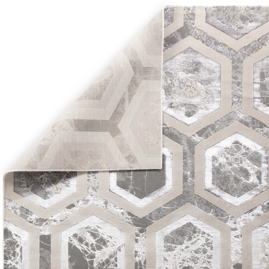 Silver Rug Rug with Hexagon Pattern - 120x170cm - Aurora