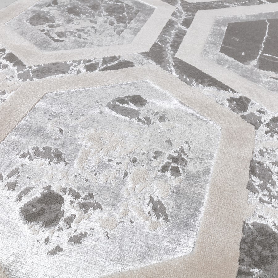 Silver Rug Rug with Hexagon Pattern - 120x170cm - Aurora