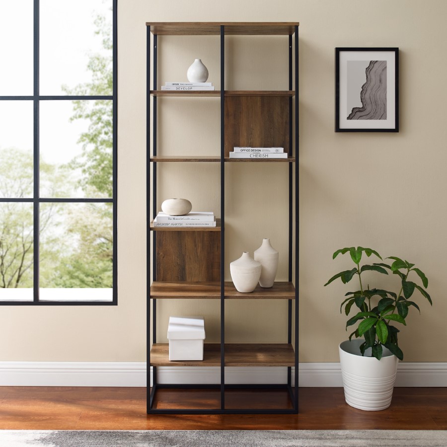 Foster 70" 5-Shelf Bookshelf - Reclaimed Barnwood