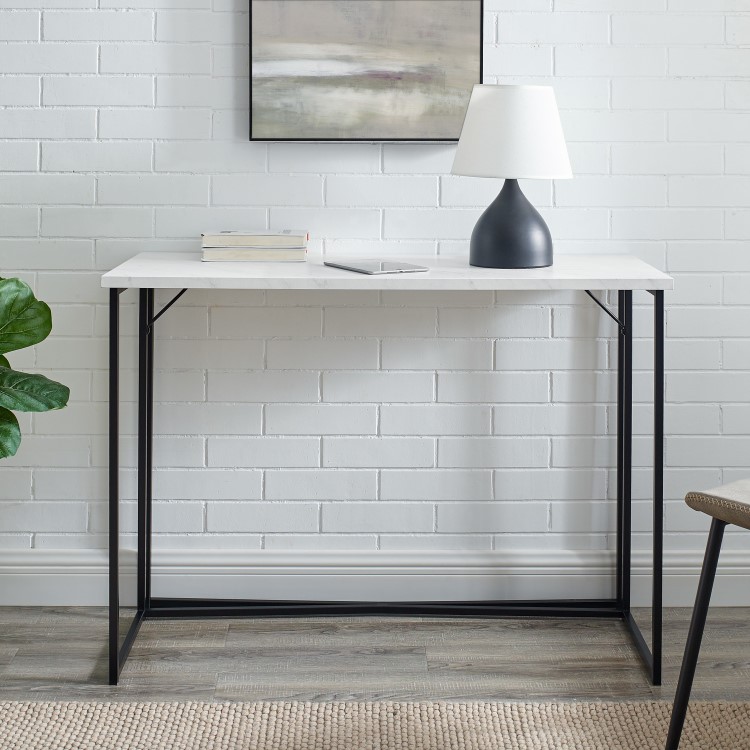 42" Y-Leg Writing Desk - Faux White Marble