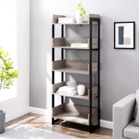 Foster Metal and Wood Bookcase in Driftwood