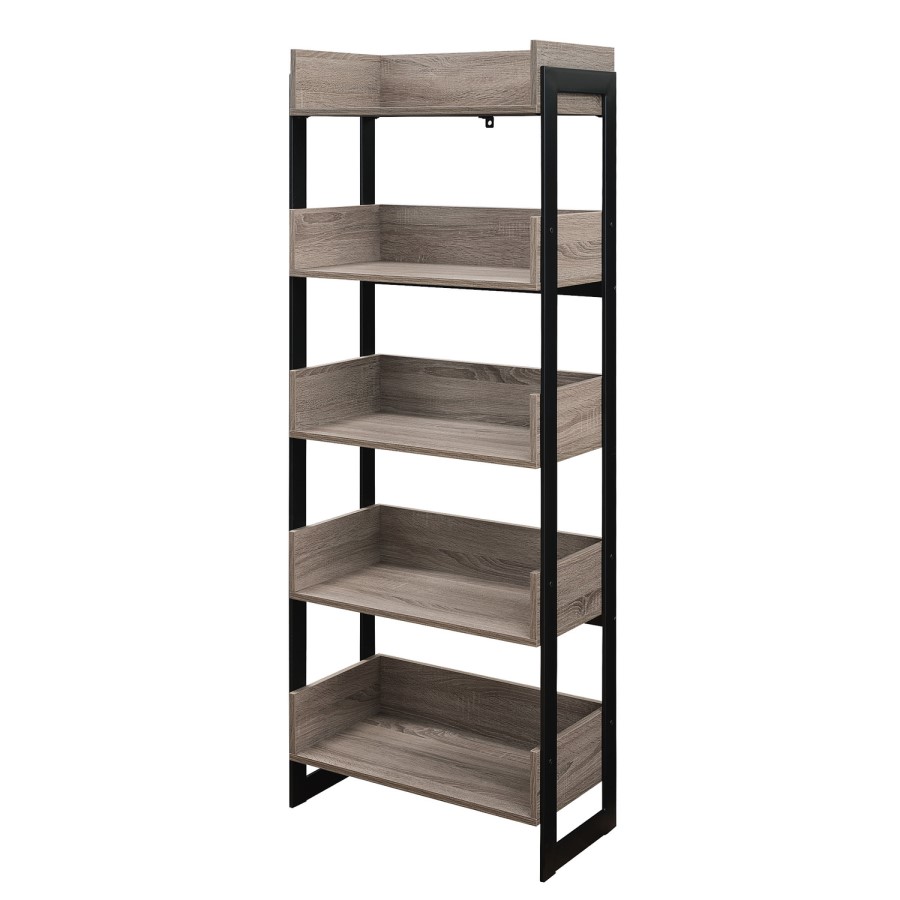 Foster Metal and Wood Bookcase in Driftwood