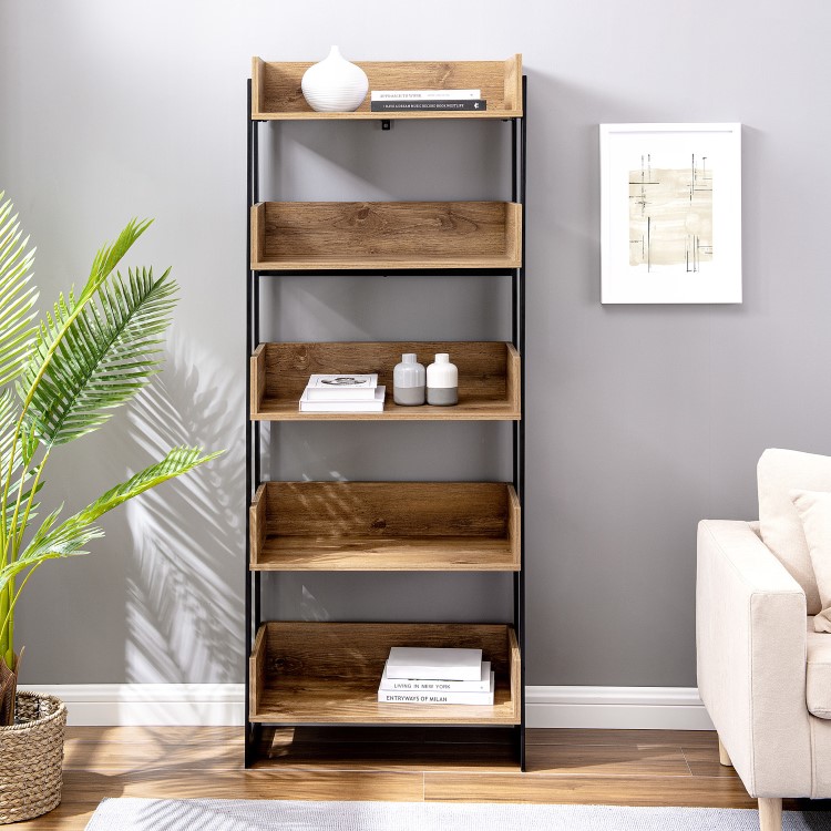 Foster Metal and Wood Bookcase in Barnwood