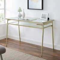 Foster Glass and Metal Desk in Gold