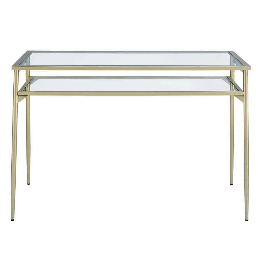 Foster Glass and Metal Desk in Gold