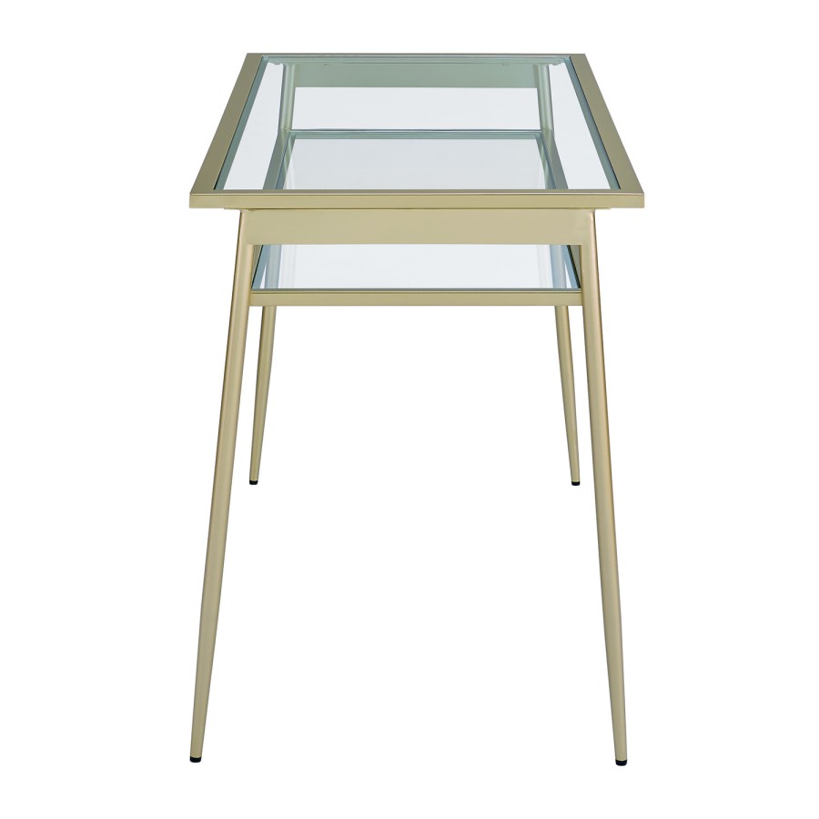 Foster Glass and Metal Desk in Gold