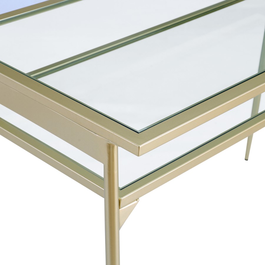 Foster Glass and Metal Desk in Gold