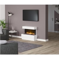 White Freestanding Log Effect Electric Fireplace Suite - Be Modern Avant