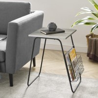 Grey Wash Side Table with Magazine Rack - Foster