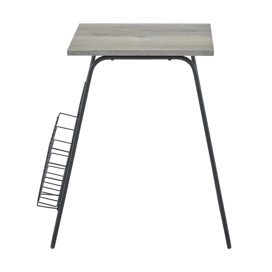 Grey Wash Side Table with Magazine Rack - Foster