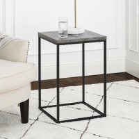 Dark Concrete Side Table with Black Legs - Foster