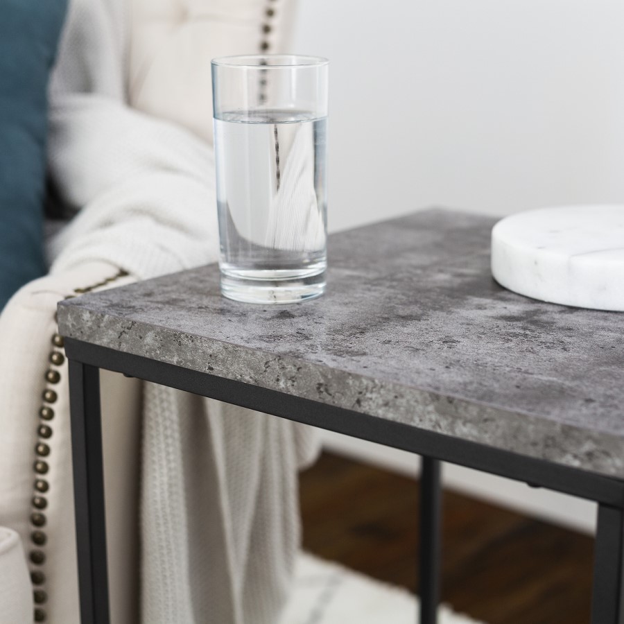 Dark Concrete Side Table with Black Legs - Foster