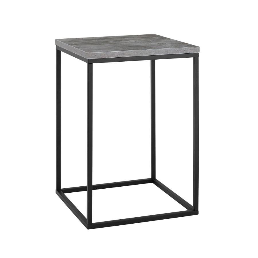 Dark Concrete Side Table with Black Legs - Foster