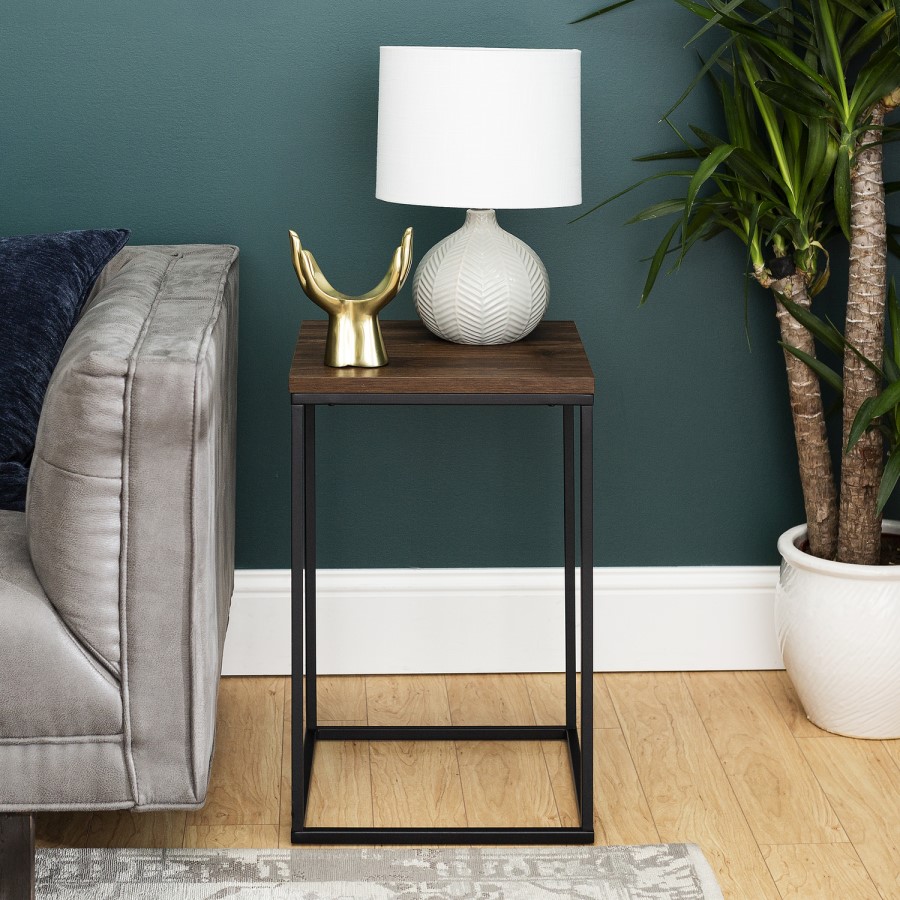 Walnut Side Table with Black Legs - Foster