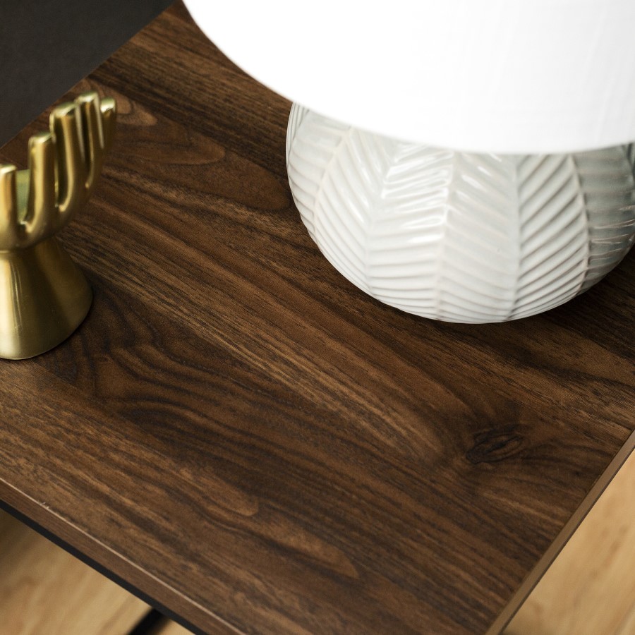 Walnut Side Table with Black Legs - Foster