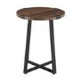 Round Walnut Side Table with Black Legs - Foster