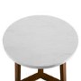 Round White Marble Side Table with Wood Legs - Foster