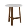 Round White Marble Side Table with Wood Legs - Foster