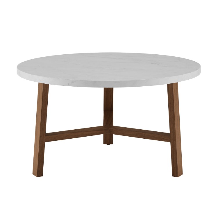 Round White Marble Coffee Table - Foster