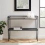 Small Black Metal Console Table with Shelf - Foster