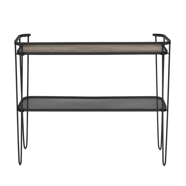 Small Black Metal Console Table with Shelf - Foster