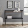 Small Black Metal and Oak Console Table with Shelf - Foster