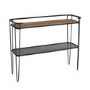 Small Black Metal and Oak Console Table with Shelf - Foster