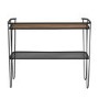 Small Black Metal and Oak Console Table with Shelf - Foster