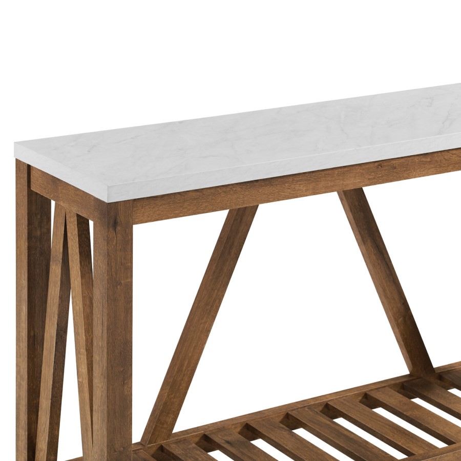 Walnut and Marble Console Table with Storage - Foster