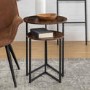 Round Walnut Nest of 2 Side Tables with Black Legs - Foster