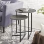 Round Grey Nest of 2 Side Tables with Black Legs - Foster