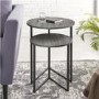 Round Grey Nest of 2 Side Tables with Black Legs - Foster