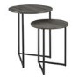 Round Grey Nest of 2 Side Tables with Black Legs - Foster