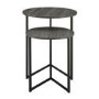 Round Grey Nest of 2 Side Tables with Black Legs - Foster