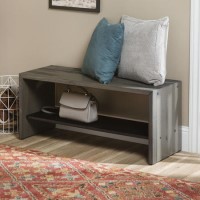 Solid Grey Wood Shoe Storage Bench - Foster