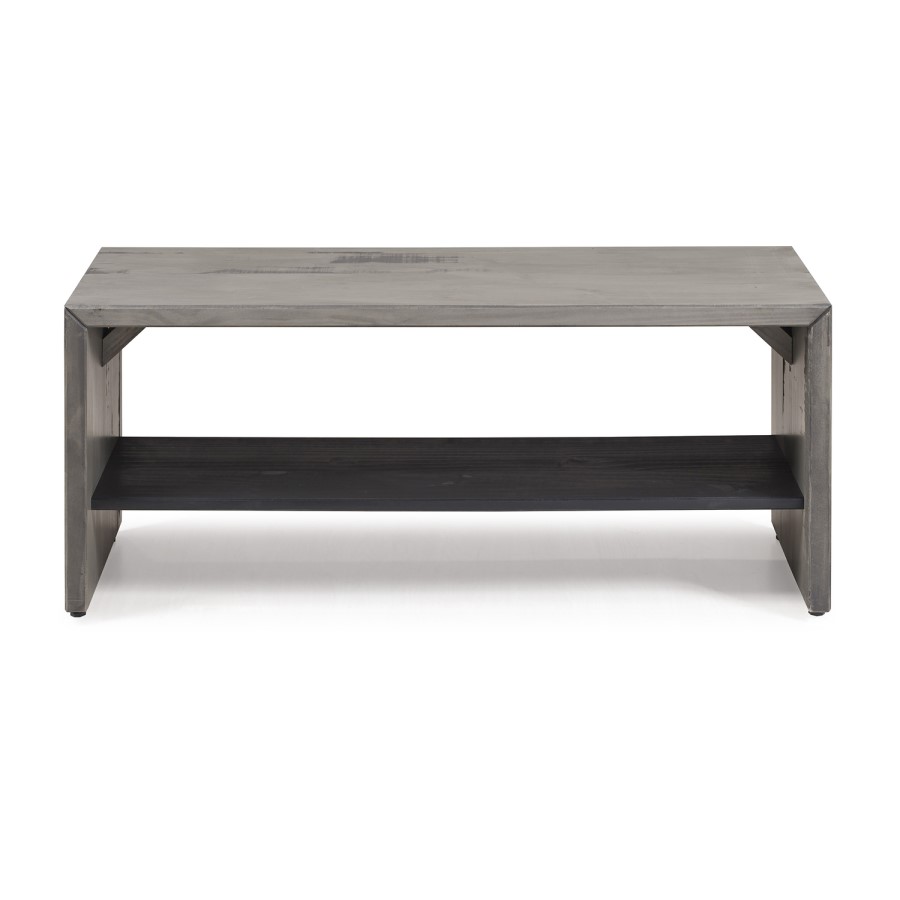 Solid Grey Wood Shoe Storage Bench - Foster