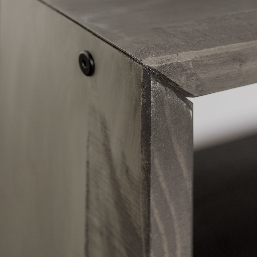 Solid Grey Wood Shoe Storage Bench - Foster