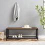 Brown Wood Shoe Storage Bench -  Foster