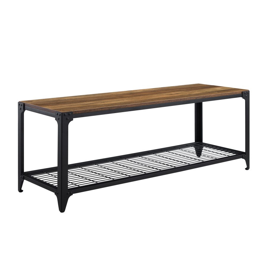 Brown Wood Shoe Storage Bench -  Foster