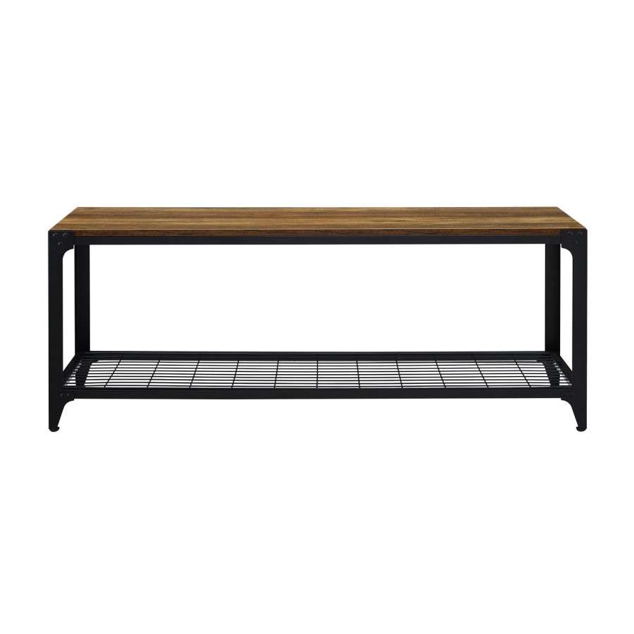 Brown Wood Shoe Storage Bench -  Foster