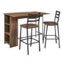 Oak Drop Leaf Bar Table with 2 Black Stools - Foster