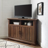 Walnut Corner TV Unit with Storage -  TVs up to 50" - Foster