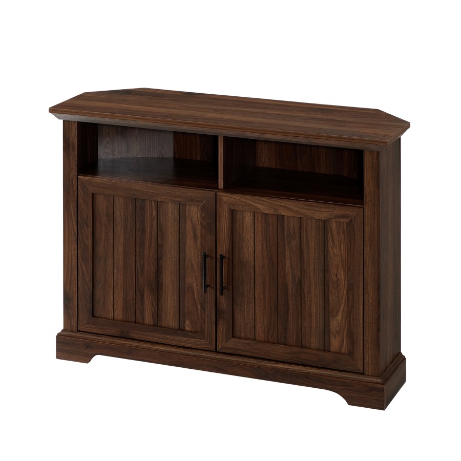 Walnut Corner TV Unit with Storage -  TVs up to 50" - Foster