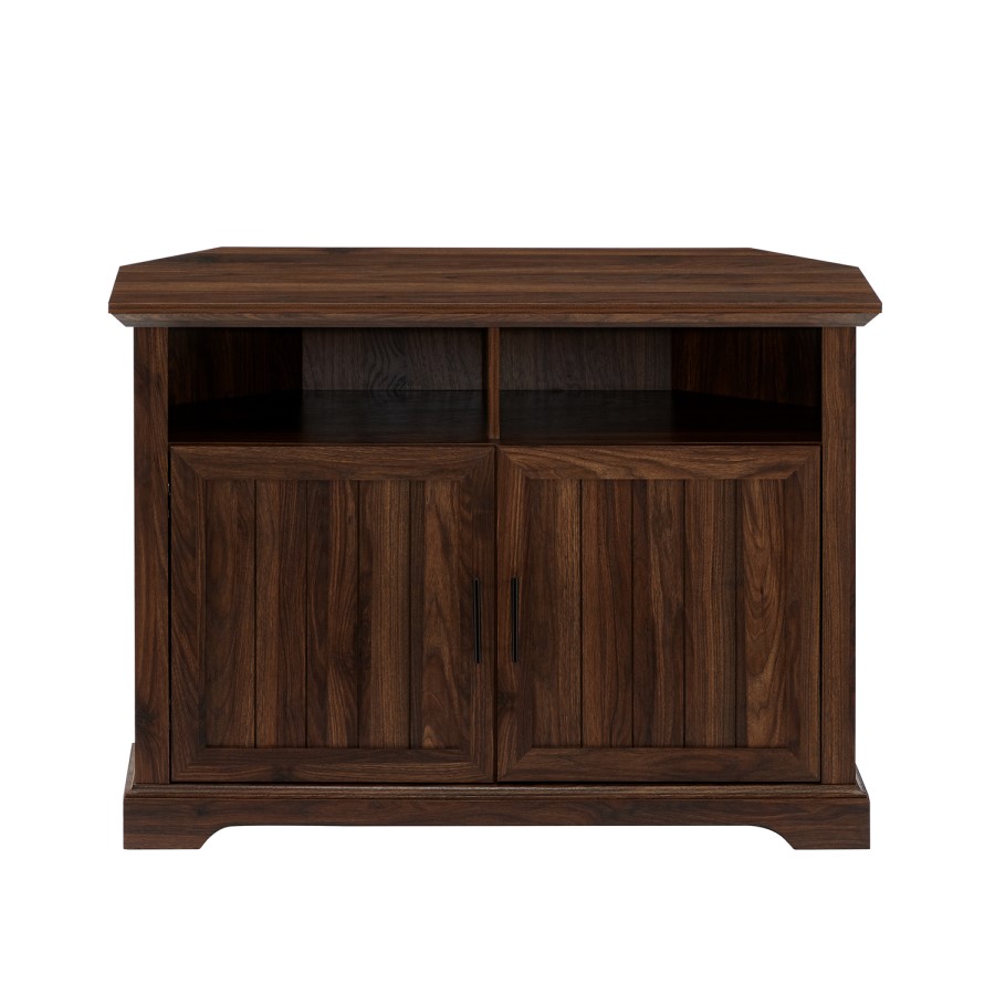 Walnut Corner TV Unit with Storage -  TVs up to 50" - Foster